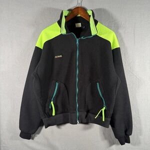 Vintage 90's Made In USA Columbia Black Green Zip-Up Fleece Size Men's Large